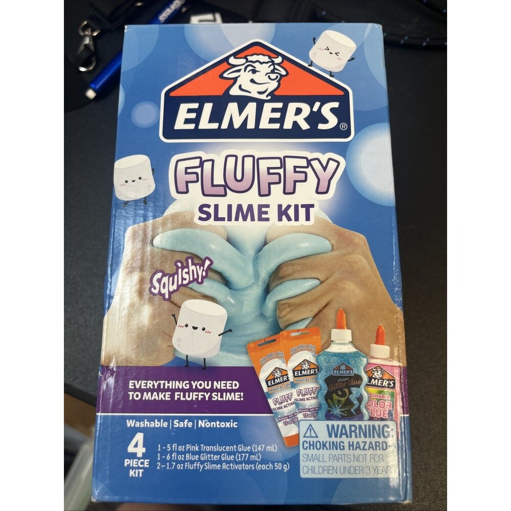 Elmer’s Fluffy Slime Kit – Pink Glue & Blue Glitter | Kids Craft Sensory DIY Set